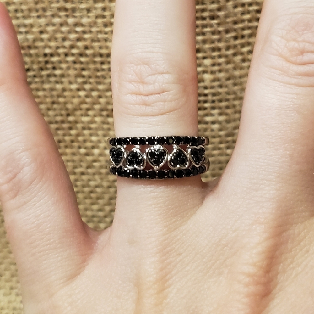 Black Spinel Rhodium Over Sterling Silver